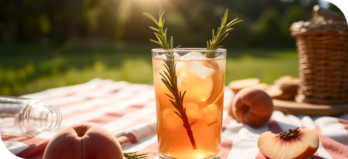 피크닉 매트 위 음료 사진