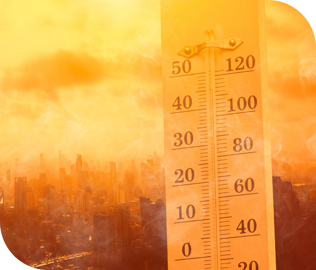 열기로 가득찬 도시 사진