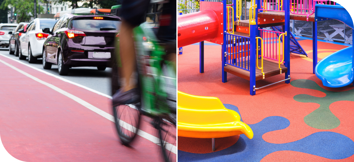 바이로드 M2000로 시공한 자전거 도로 및 놀이터 바닥 사진